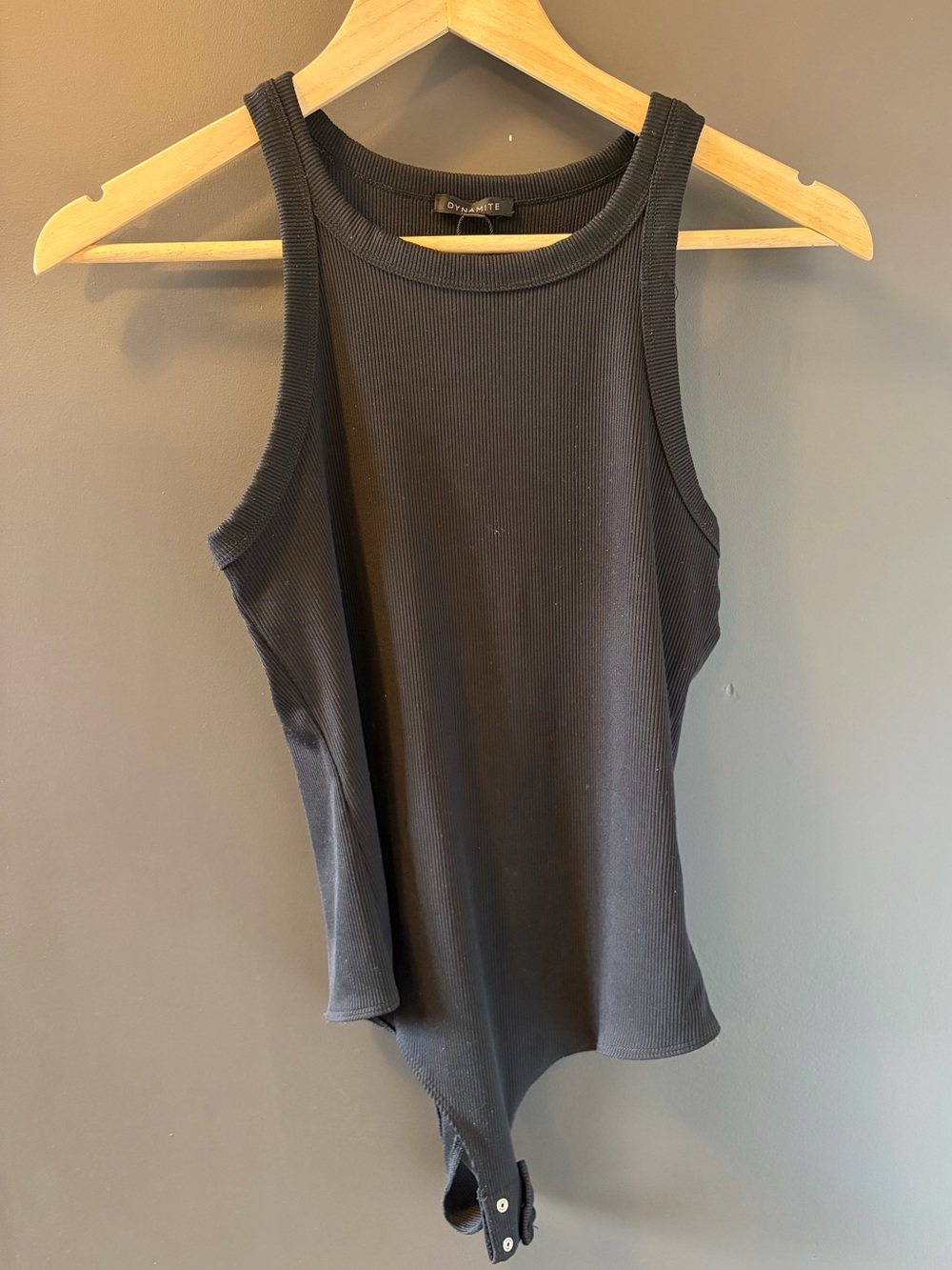 Dynamite Black Ribbed High-Neck Bodysuit